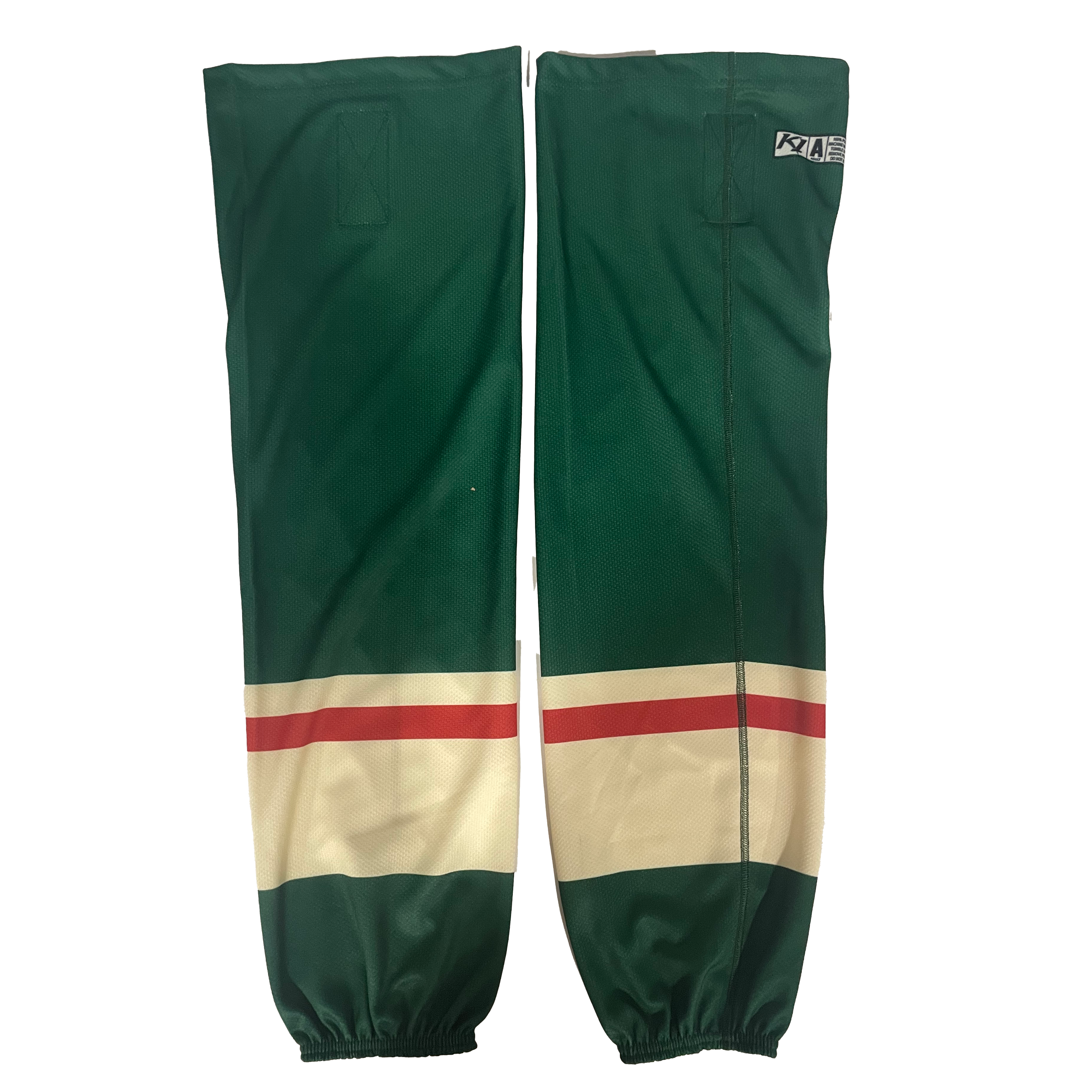ECHL - Chaussettes de hockey K1 d'occasion (vert foncé/crème/rouge)